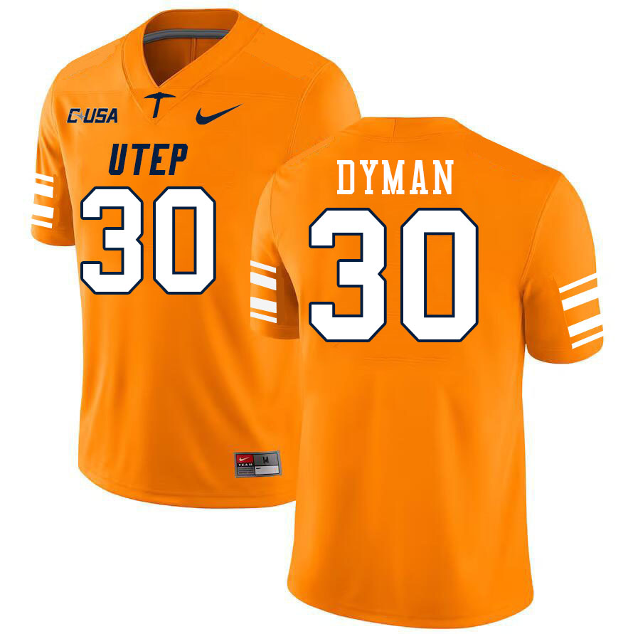 Men-Youth #30 Nate Dyman UTEP Miners 2023 College Football Jerseys Stitched-Orange